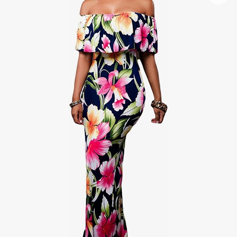 Medium Floral Bodycon Maxi Dress